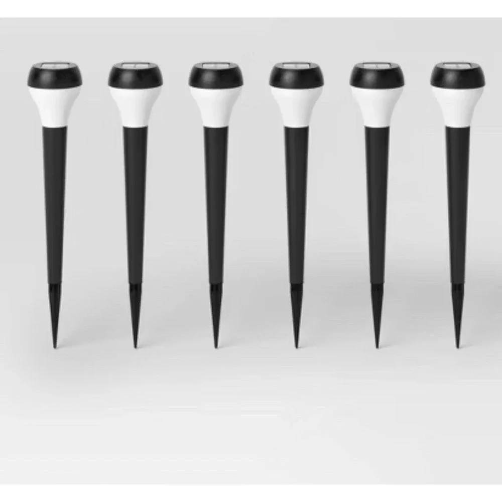 Room Essentials 12PK Round Solar LED Outdoor Path Lights Matte Black (BRAND NEW)